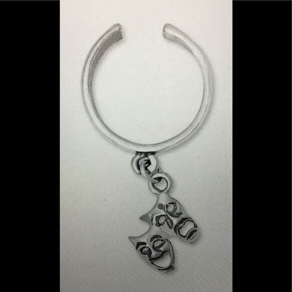 .925 Sterling Silver Drama Mask Charm Toe Ring - Picture 1 of 1